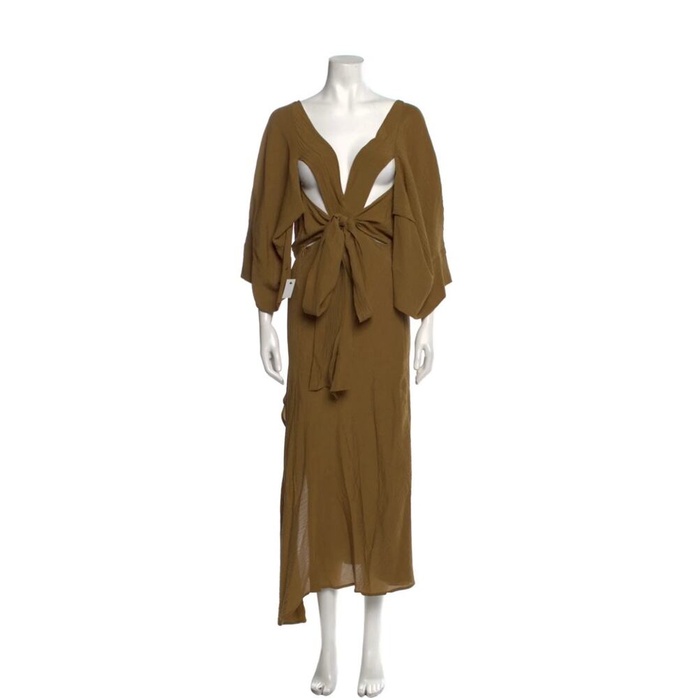 PETAR PETROV Open Back Wrap Dress Military Green Womens  US 6 EU 38